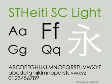 STHeiti SC Light 6.1d26e1 Font Sample
