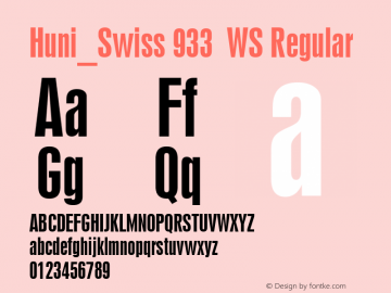 Huni_Swiss 933  WS Regular 1.0, Rev. 1.65  1997.06.10 Font Sample