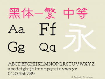 黑体-繁 中等 10.0d4e2 Font Sample