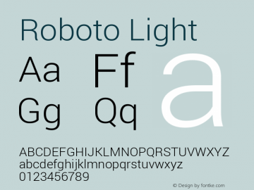 Roboto Light Version 1.200310; 2013 Font Sample