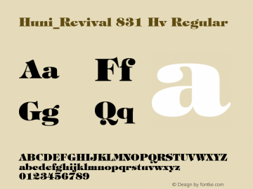 Huni_Revival 831 Hv Regular 1.0, Rev. 1.65  1997.06.10 Font Sample
