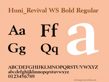 Huni_Revival WS Bold Regular 1.0,  Rev. 1.65.  1997.06.09图片样张