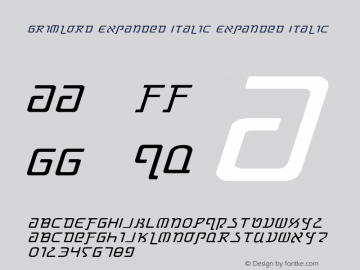 Grimlord Expanded Italic Expanded Italic 001.000 Font Sample