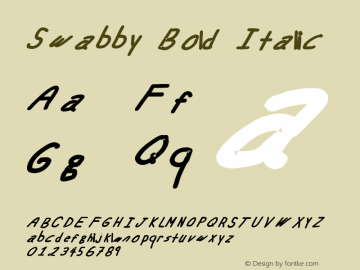Swabby Bold Italic Version 1.005 Font Sample