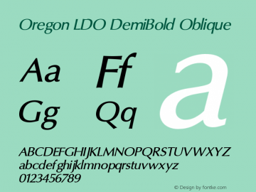 Oregon LDO DemiBold Oblique Version 1.000 2004 initial release Font Sample