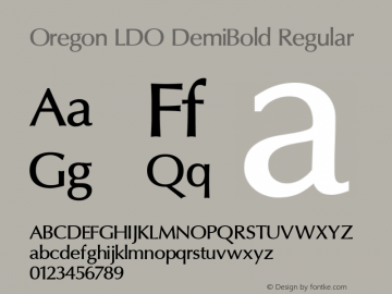 Oregon LDO DemiBold Regular Version 1.000 2004 initial release Font Sample