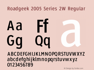 Roadgeek 2005 Series 2W Regular Version 2.100;PS 002.001;hotconv 1.0.38 Font Sample