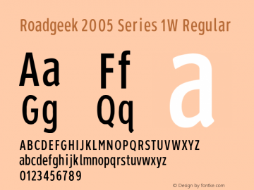 Roadgeek 2005 Series 1W Regular Version 1.001 2005 Font Sample