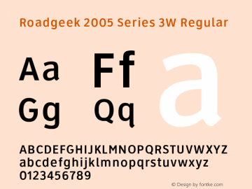 Roadgeek 2005 Series 3W Regular Version 1.001 2005 Font Sample