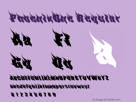 PhoenixOne Regular Macromedia Fontographer 4.1.5 8/14/02 Font Sample
