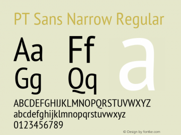 PT Sans Narrow Regular Version 2.005W Font Sample