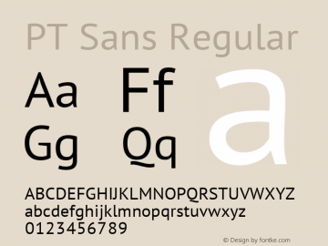 PT Sans Regular Version 1.000 Font Sample