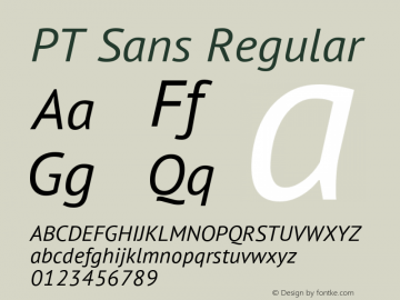 PT Sans Regular Version 1.000 Font Sample