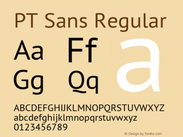 PT Sans Regular Version 2.001 Font Sample