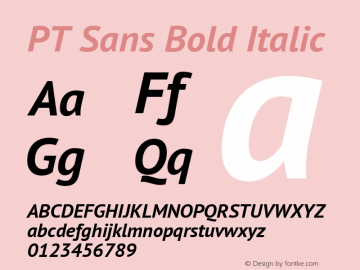 PT Sans Bold Italic Version 2.001 Font Sample