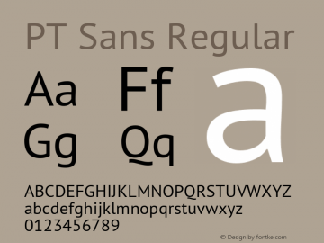 PT Sans Regular Version 2.003 Font Sample