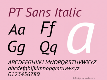 PT Sans Italic Version 2.003 Font Sample