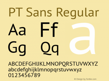 PT Sans Regular Version 2.003W Font Sample