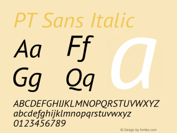 PT Sans Italic Version 2.003W OFL Font Sample