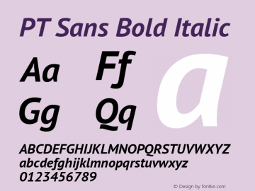 PT Sans Bold Italic Version 2.003W OFL Font Sample