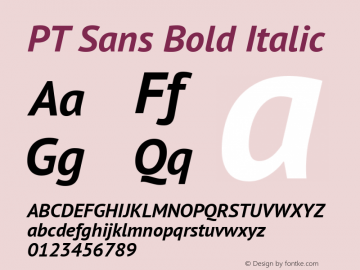 PT Sans Bold Italic Version 2.005 Font Sample