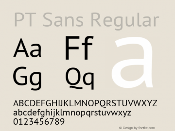 PT Sans Regular Version 2.005W Font Sample