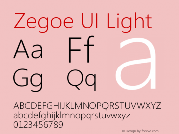 Zegoe UI Light Version 5.00 Font Sample