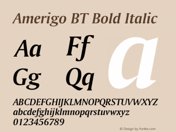 Amerigo BT Bold Italic Version 2.001 mfgpctt 4.4图片样张