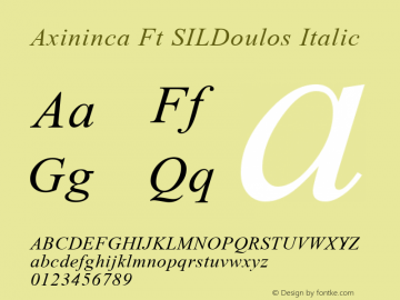 Axininca Ft SILDoulos Italic Altsys Fontographer 4.0.3 1/13/94 Compiled by TCTT.DLL 2.0 - the SIL Encore Font Compiler 04/10/96 10:21:02图片样张