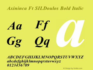 Axininca Ft SILDoulos Bold Italic Altsys Fontographer 4.0.3 1/13/94 Compiled by TCTT.DLL 2.0 - the SIL Encore Font Compiler 04/10/96 10:21:08图片样张