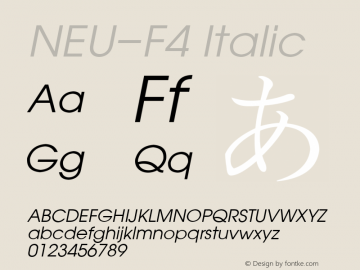 NEU-F4 Italic 2.00 Font Sample