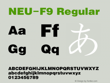 NEU-F9 Regular 2.00 Font Sample