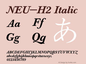 NEU-H2 Italic 2.00 Font Sample