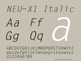 NEU-X1 Italic 2.00 Font Sample