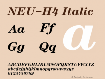 NEU-H4 Italic 2.00 Font Sample