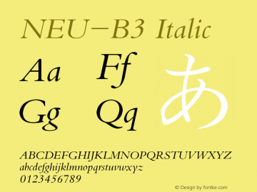 NEU-B3 Italic 2.0 Font Sample