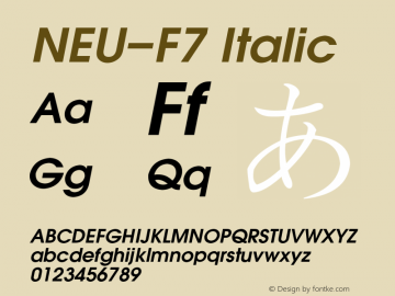 NEU-F7 Italic 2.00 Font Sample