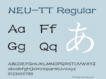 NEU-TT Regular 1.20 Font Sample