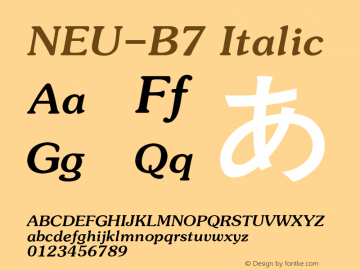 NEU-B7 Italic 2.00 Font Sample