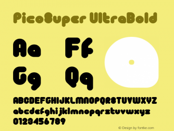 PicoSuper UltraBold Macromedia Fontographer 4.1J 07.1.19 Font Sample