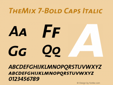 TheMix 7-Bold Caps Italic Version 1.0 | Luc{as} de Groot 1994 | www.lucasfonts.com | Homemade OpenType version Font Sample