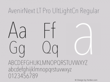AvenirNext LT Pro UltLightCn Regular Version 2.1;2007 Font Sample