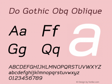 Do Gothic Obq Oblique Version 1.000 Font Sample