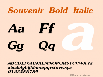 Souvenir Bold Italic 001.000 Font Sample
