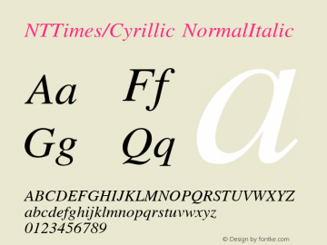 NTTimes/Cyrillic NormalItalic Unknown Font Sample