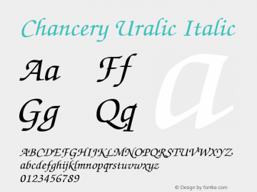 Chancery Uralic Italic Version 1.0 Font Sample