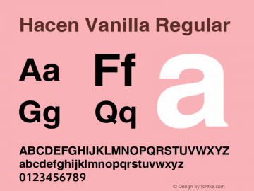 Hacen Vanilla Regular Version 1.00 2006 Font Sample