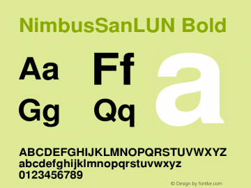 NimbusSanLUN Bold Version 001.005 Font Sample