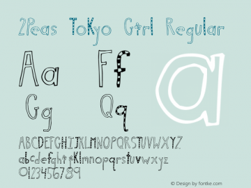 2Peas Tokyo Girl Regular Macromedia Fontographer 4.1 7/27/2005 Font Sample
