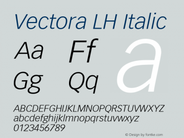 Vectora LH Italic Version 001.000 Font Sample